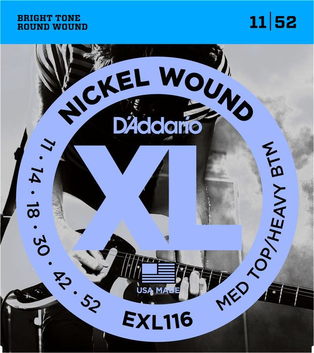 D'ADDARIO EXL116 MEDUIM TOP/HVY BOTTOM 11/52 ELECTRIC STRINGS