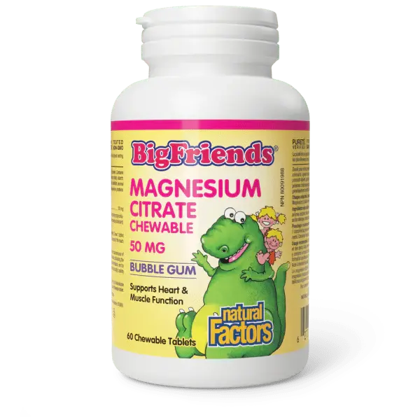 Natural Factors Big Friends Magnesium Citrate Chewable 60tab Bubble Gum