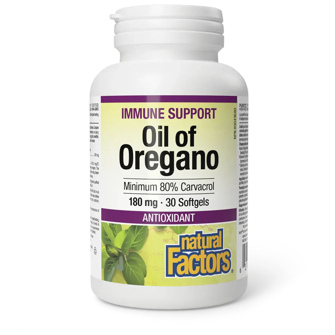 Natural Factors Oil of Oregano 180mg 30 softgels