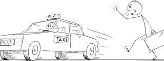 client faisant signe au chauffeur de taxi vsl