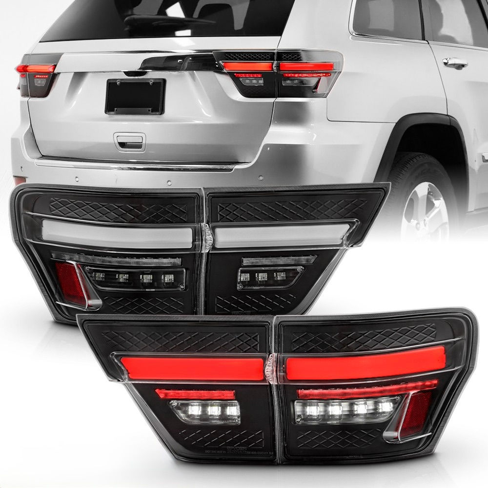 2011-2013 Jeep Grand Cherokee LED Black & Red Tail Lights