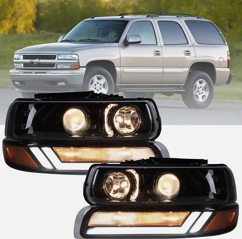 Thumbnail: 1999-2002 Chevy Silverado Black Headlights & Bar Style Bumper