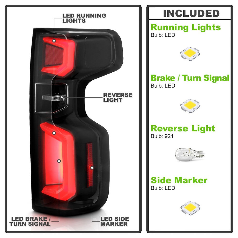 Thumbnail: 2019-2023 Chevy Silverado Black Bar Style Tail Lights
