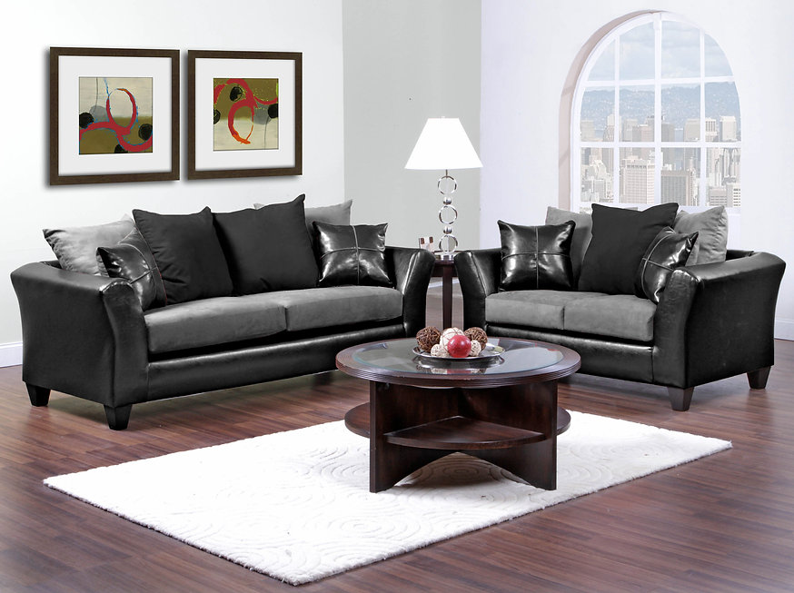 Black and Gray Sofa Loveseat