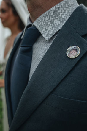 grandad badge on groom 