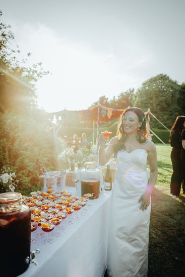 Alveston Pastures Farm Wedding bride cocktail 