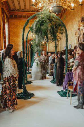 bride walking down the aisle at Carlton Towers