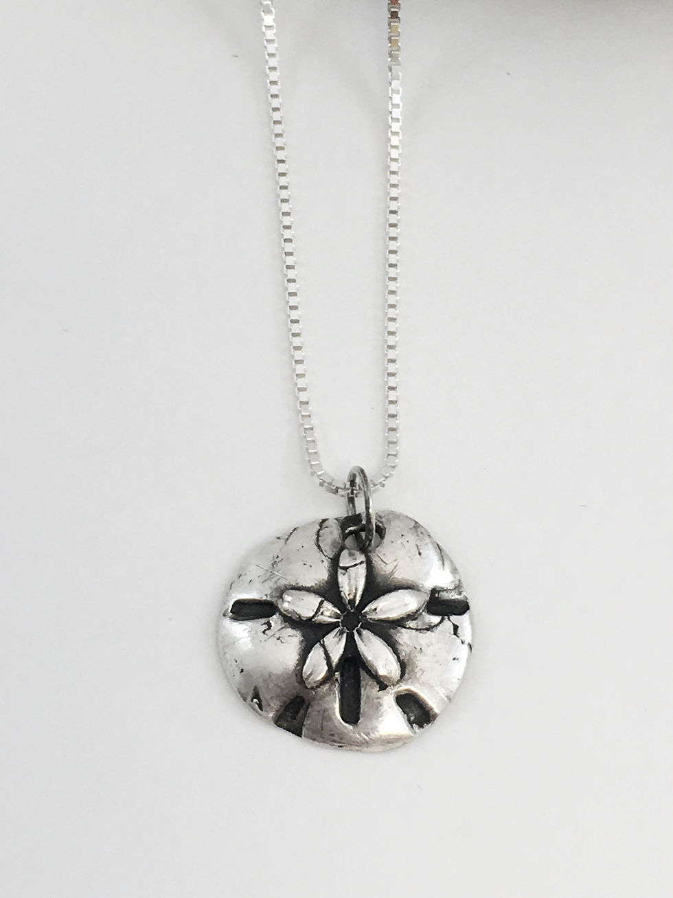 silver sand dollar pendant, PMC pendant, PMC jewelry, silver shell necklace, beach wedding jewelry