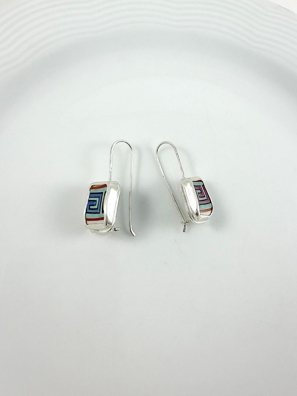 broken china drop earrings, sterling silver earrings, Olympia Farmers Market, china jewelry, upcycled china