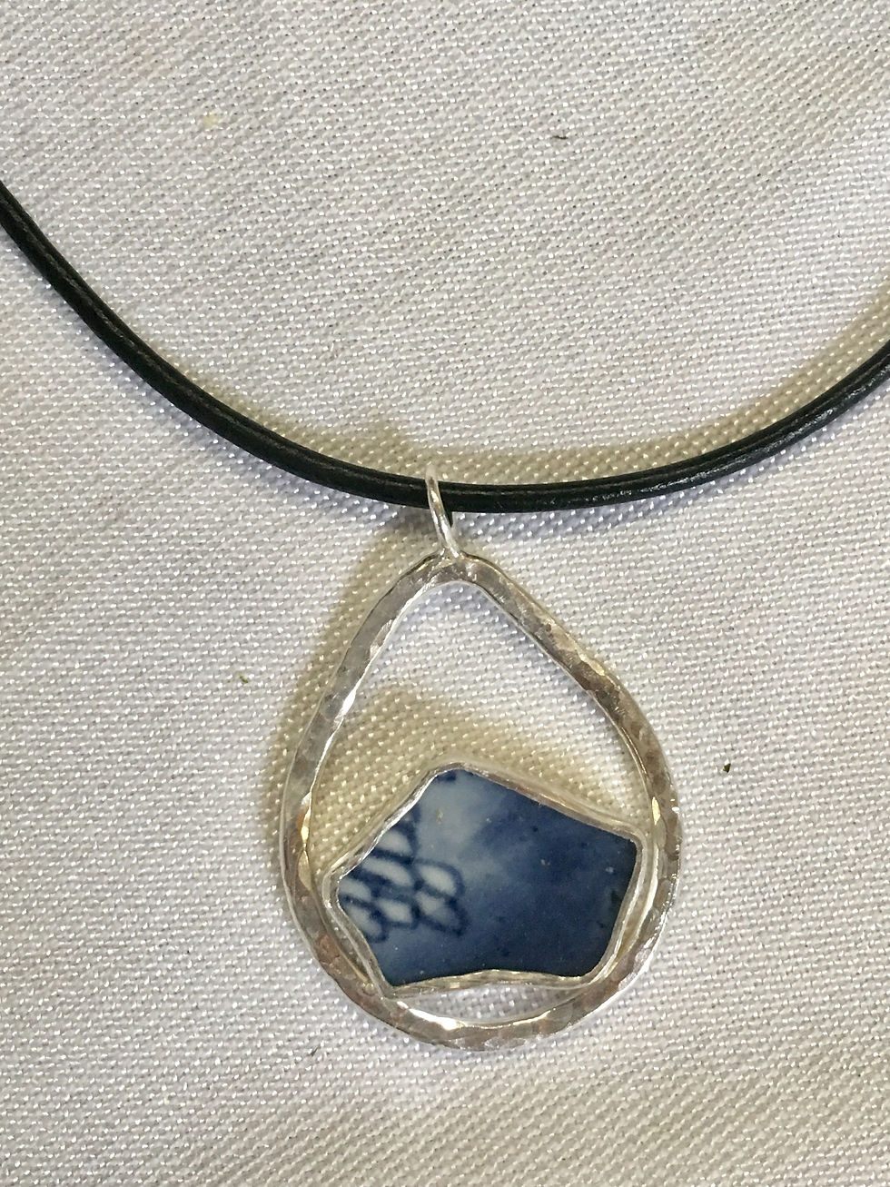 Ming china pendant minimalist jewelry Ming porcelain broken china jewelry