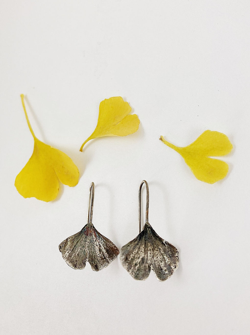 Thumbnail: Fine Silver Ginkgo Leaf Earrings 