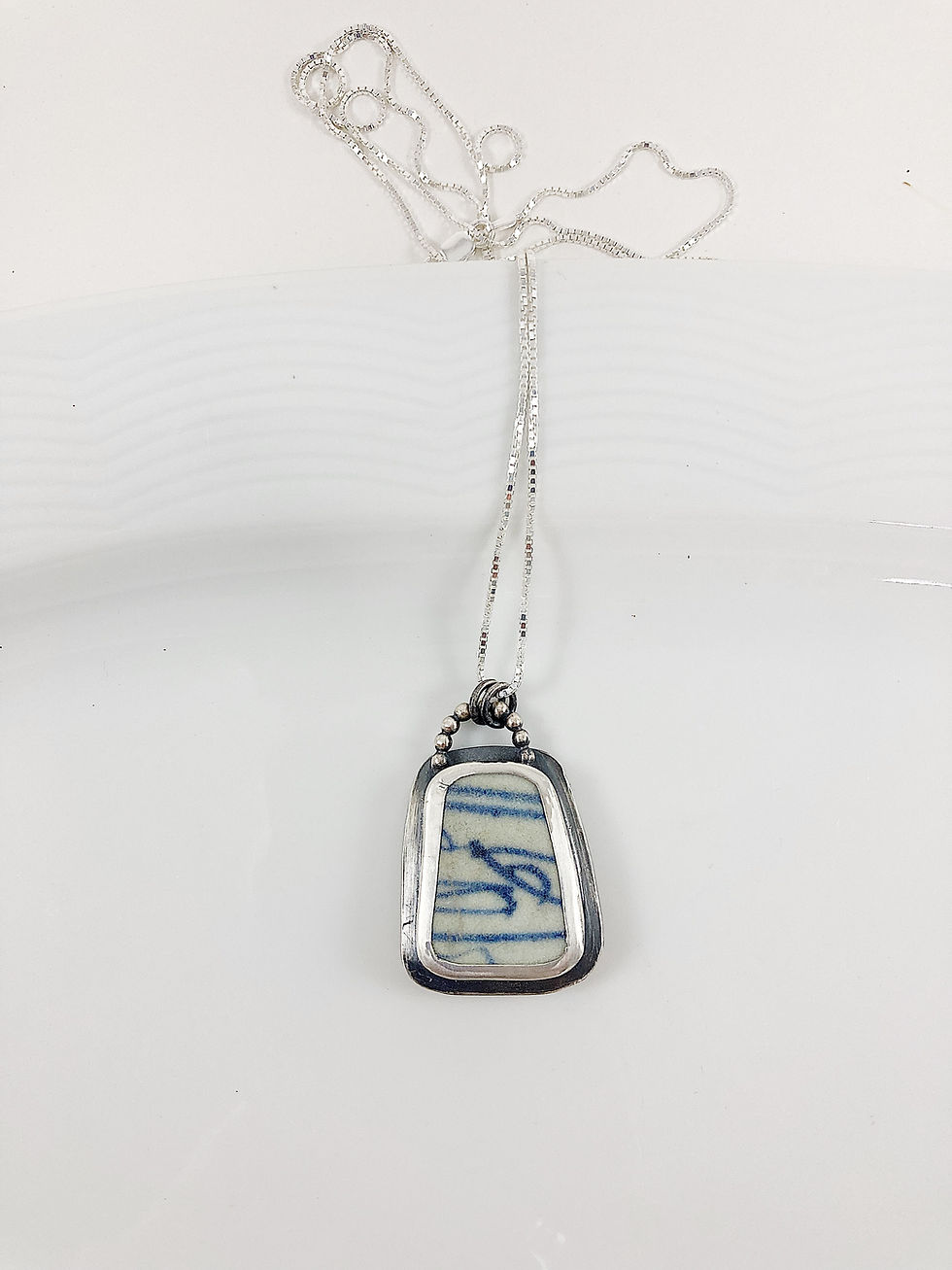 Thumbnail: Reversible Ming china pendant, Ming porcelain china, Olympia jewelry, Olympia Farmers Market, upcycled china jewelry