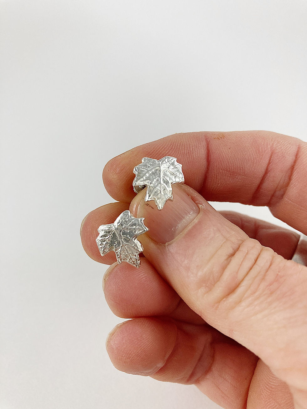 Thumbnail: silver maple leaf stud earrings, nature jewelry, PMC jewelry, botanical jewelry, silver maple leaf jewelry, nature jewellery
