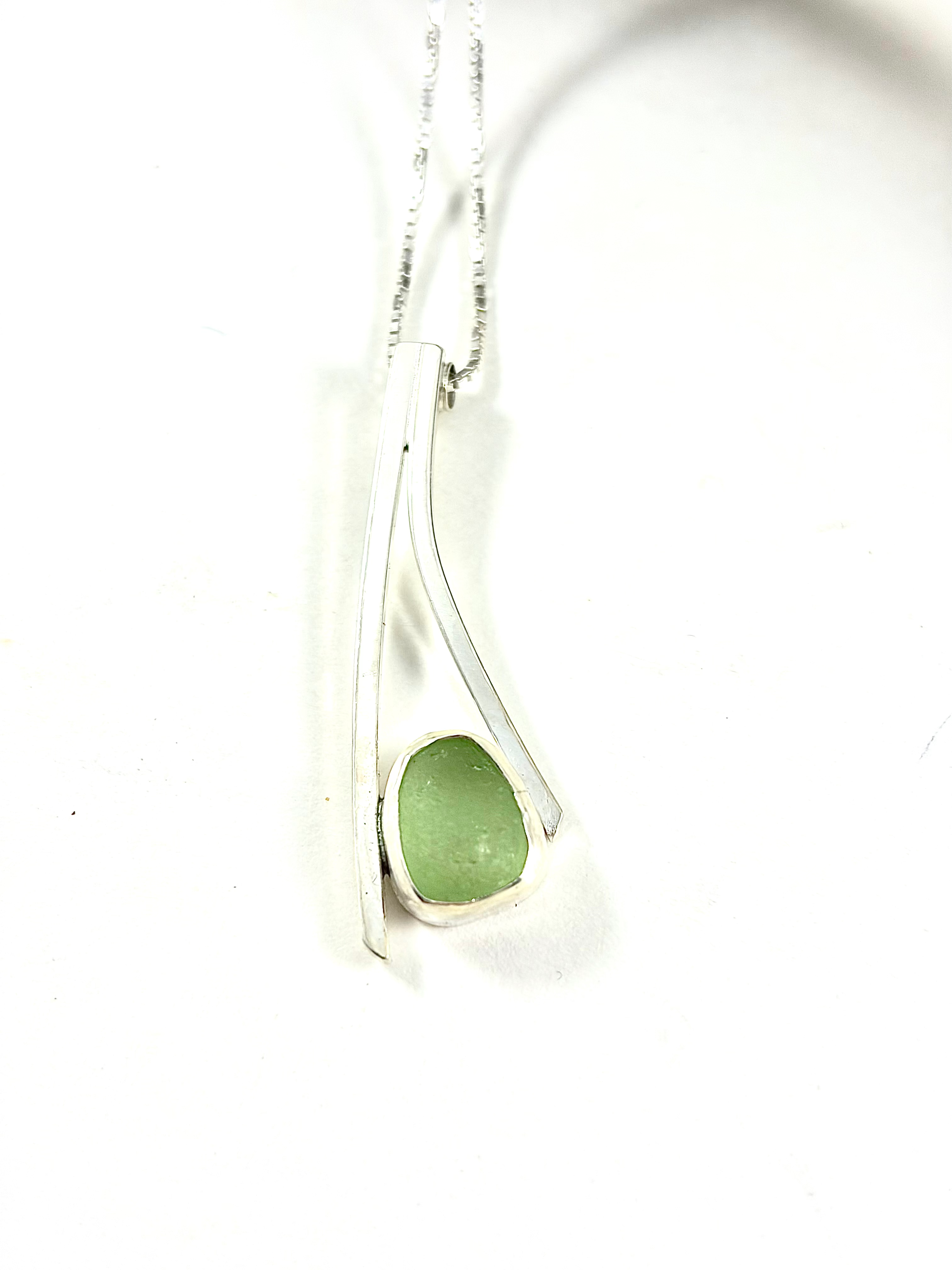 honeydew green sea glass, sterling silver sea glass jewelry, sea glass jewelry, sea glass pendant, sterling silver jewelry