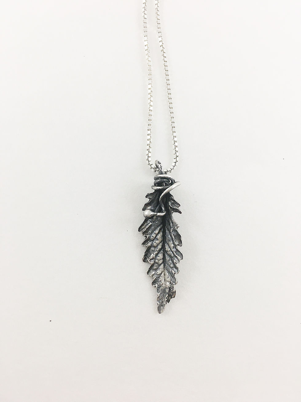 fine silver Russian Sage mini leaf pendant, nature jewellery, silver leaf pendant, PMC pendant, real leaf jewelry