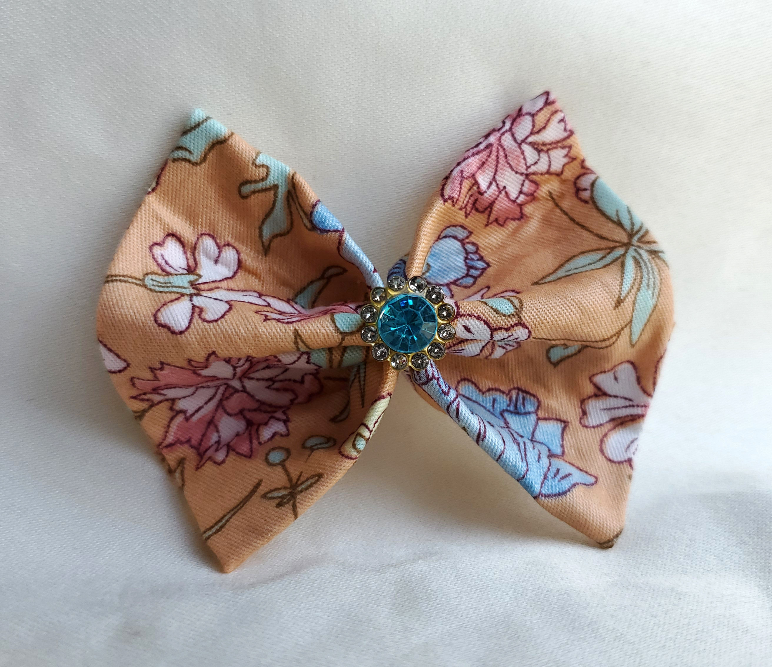 Orange Flowers- Light Blue Center Hair Clip
