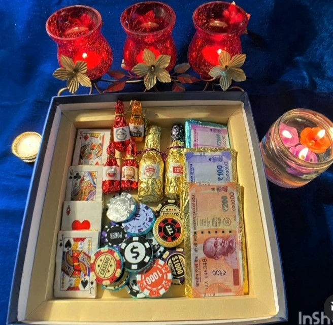 Diwali Poker Theme Chocolate Hamper Box