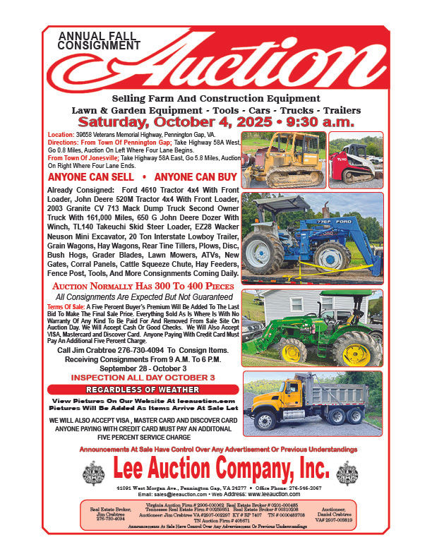 Lee Auction - Annual Fall Consignment