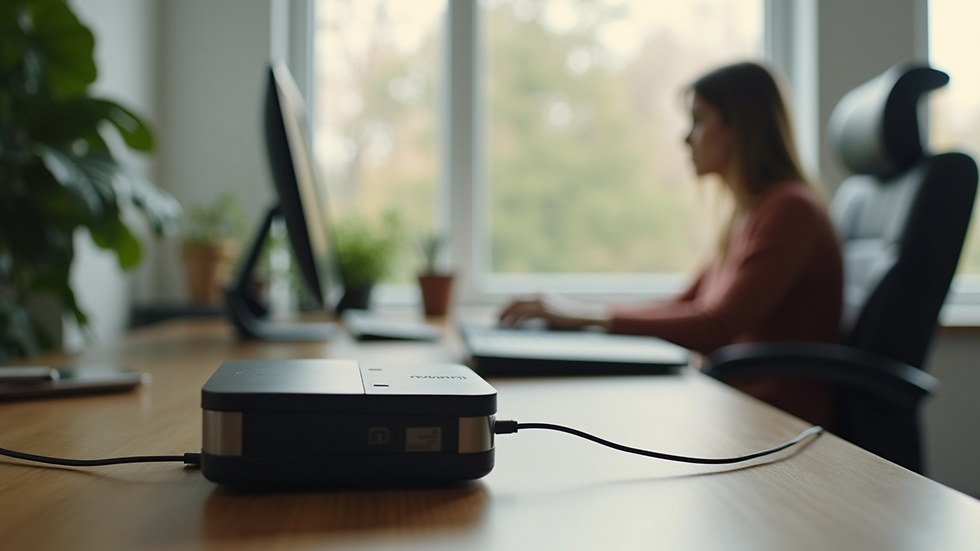 Close-up view of assistive technology device on a table