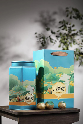 新会小青柑陈皮云南普洱茶熟茶茶叶正宗生晒小柑橘柑普茶罐装500g