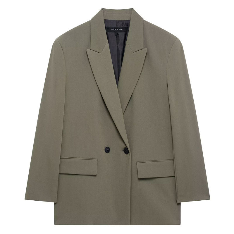 Thumbnail: HXAO Women's Blazer Spring Office Wear Woman Outerwears Black Green Gray Blazer 