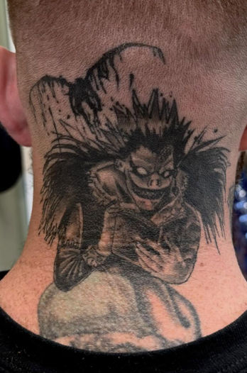 Black and Grey Illustrative Back of the Neck