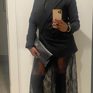 Elongated Black Calfskin Clutch