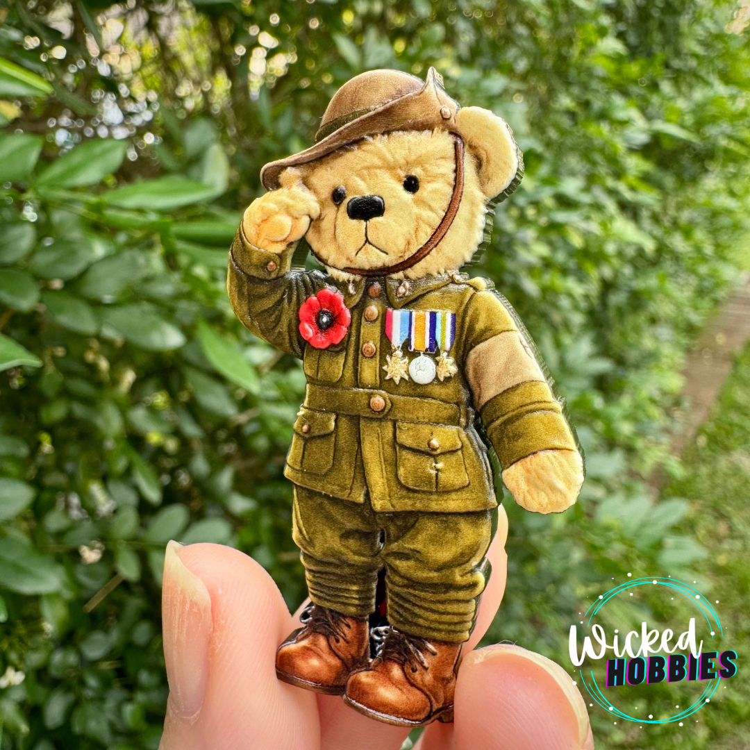 Anzac Teddybear Pin & Keychain