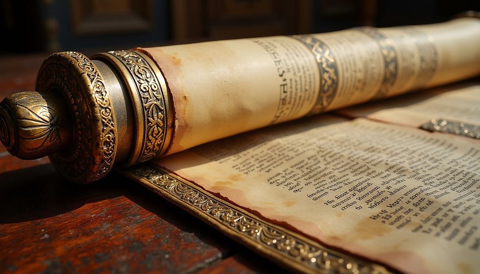 Ancient scroll resting on Scripture, symbolizing grace and redemption.