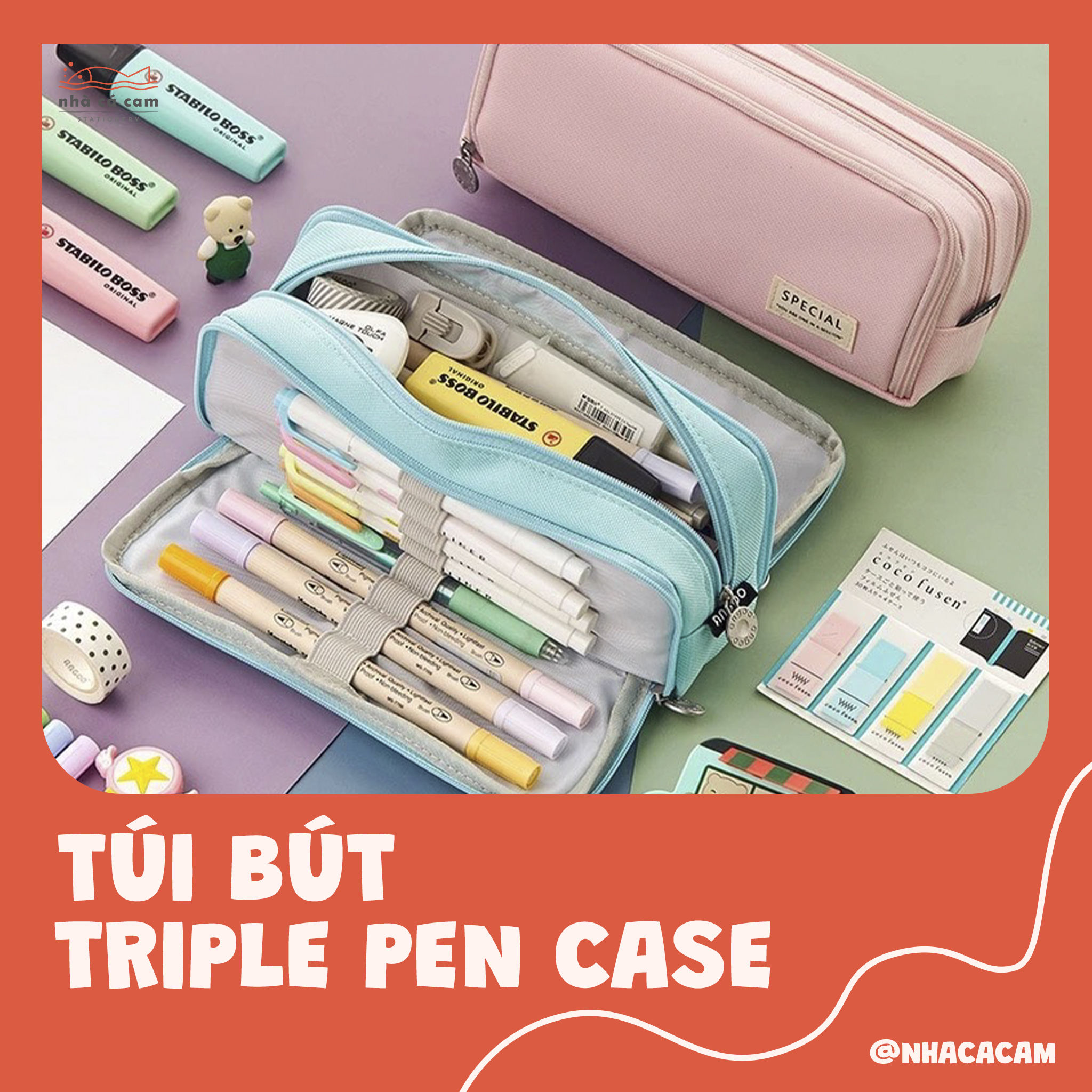 Hộp Bút Vải Triple Pen Case