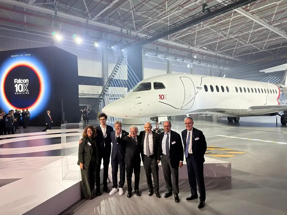 Falcon 10X rollout ceremony in Bordeaux with 400 aviation leaders present, March 2026. Photo: Dassault Aviation