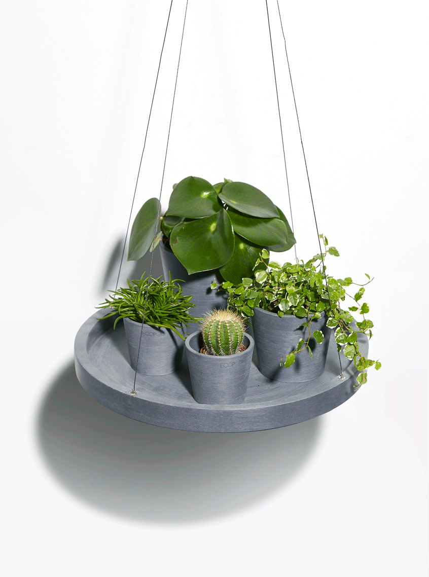 Ecopots Hanging Saucer with Amsterdam Mini in Blue Grey