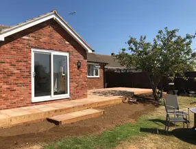 Slab Paving Patio in West Mersea