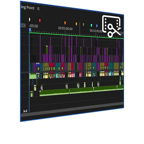 Specification image detailing the services provided by George Skinner, including film editing, VFX, and graphic design.