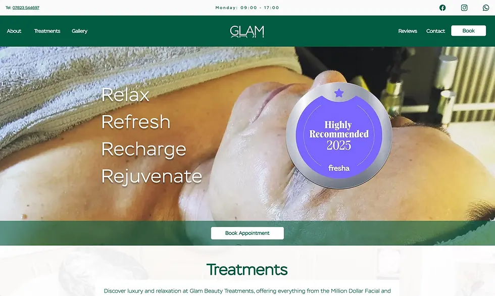 Glam Beauty Treatments Website