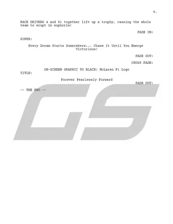 Page 6 of Short Film Concept Script, Forever Fearlessly Forward, written by George Skinner
