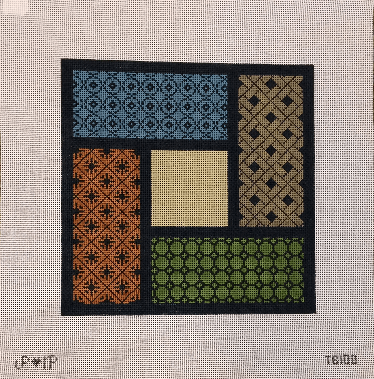 Four Corners Geometric Tefillin BG by JP Needlepoint