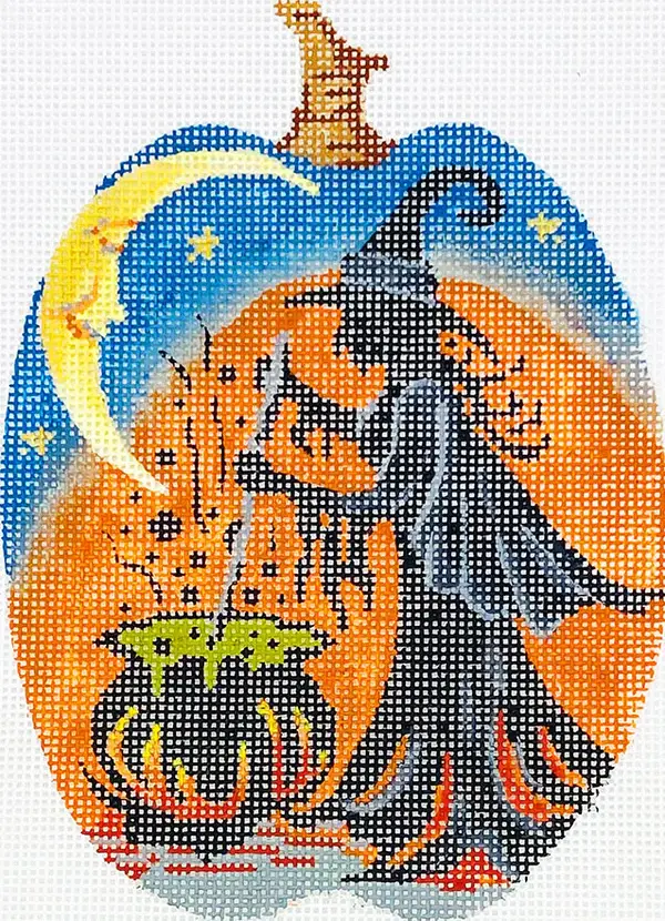 Cauldron Witch Silhouette Pumpkin by Kelly Clark