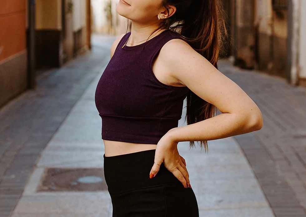 Миниатюра: view of woman in plum eco-friendly bralette, breathable lightweight versatile piece for travel or everyday casual use