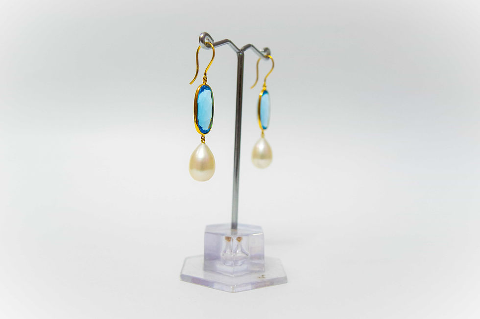 Thumbnail: 18K Gold Earring with Swiss BT and Pearl