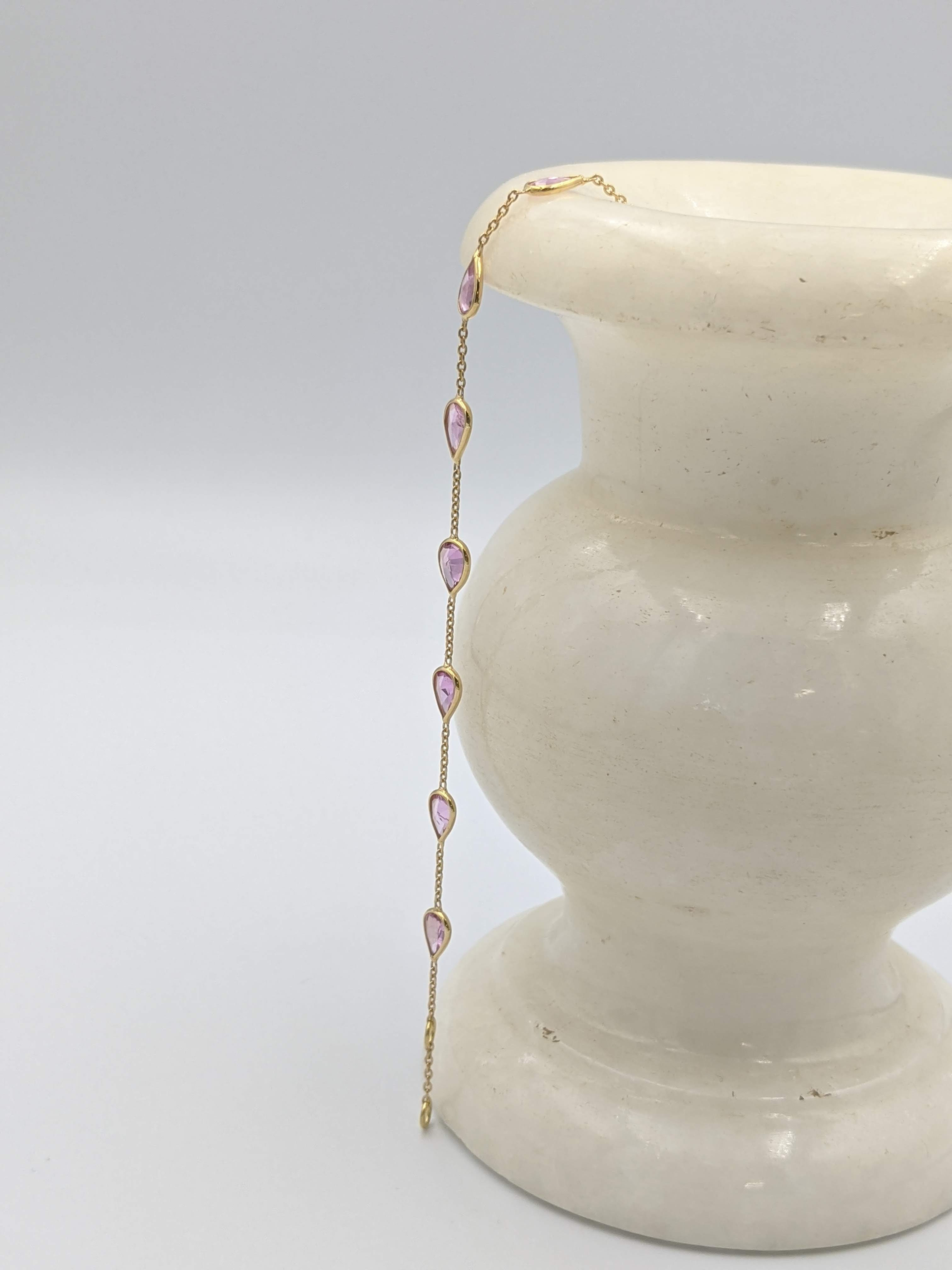 Pink Sapphire Pear bracelet