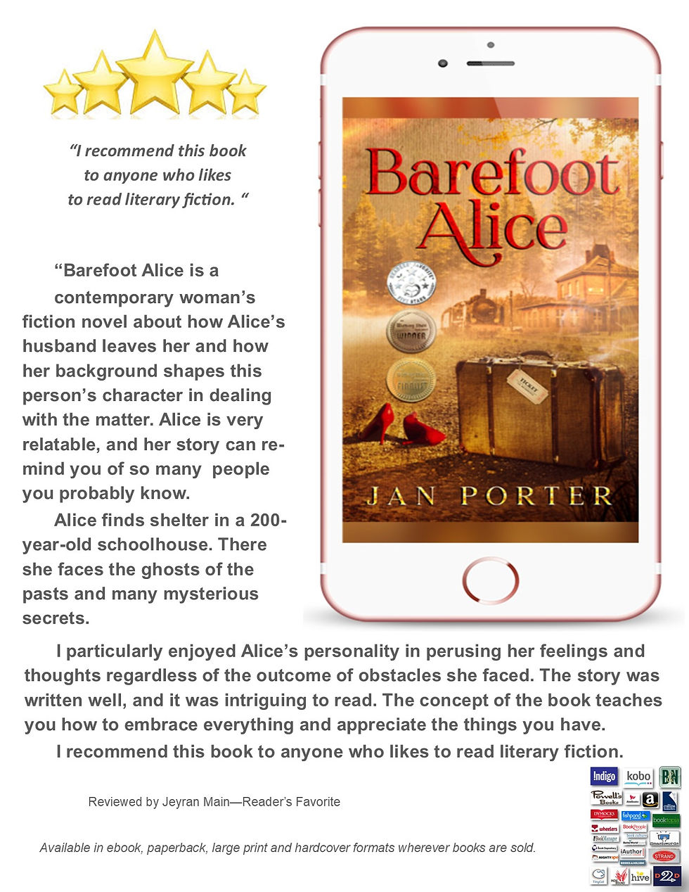#BarefootAlice july2024 #ReadersFavorite full #bookreview #literaryfiction