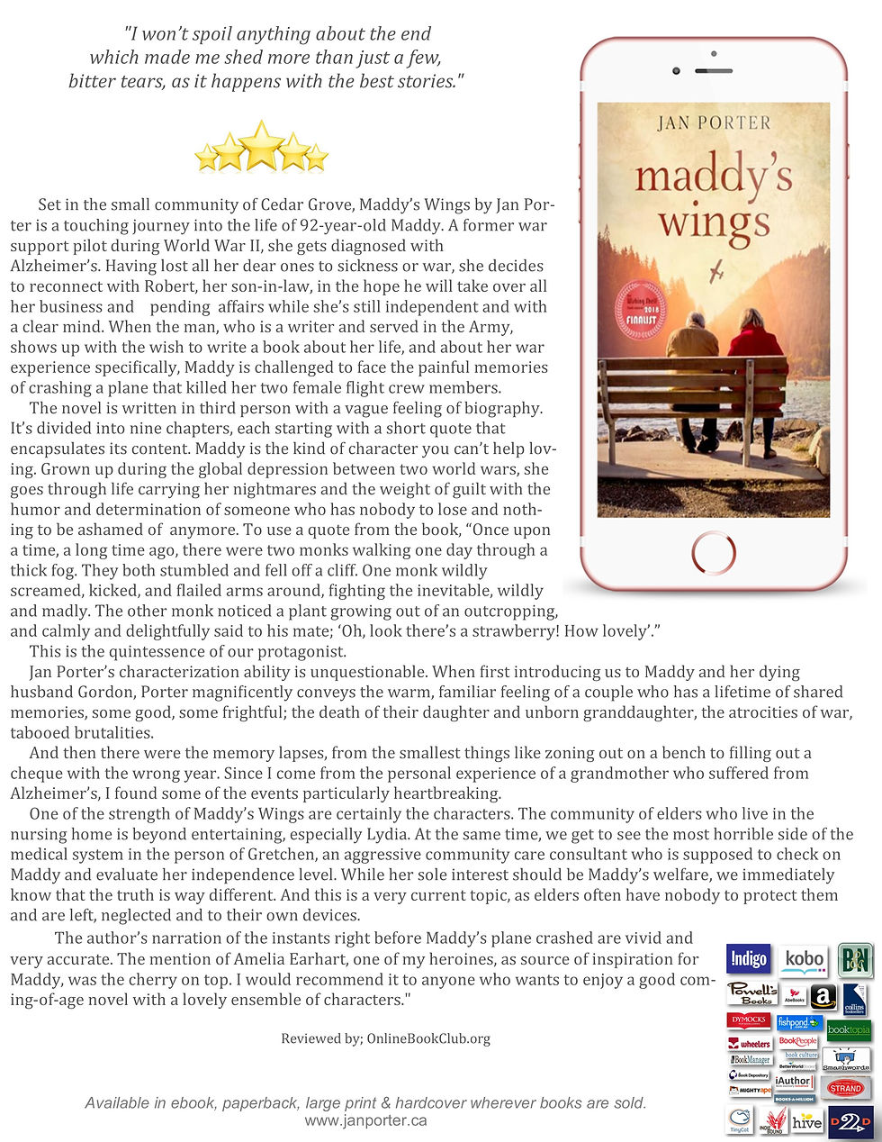 #MaddysWings #OnlineBookClub #full Review july 2024 #literaryfiction #award #JanPorter #mu