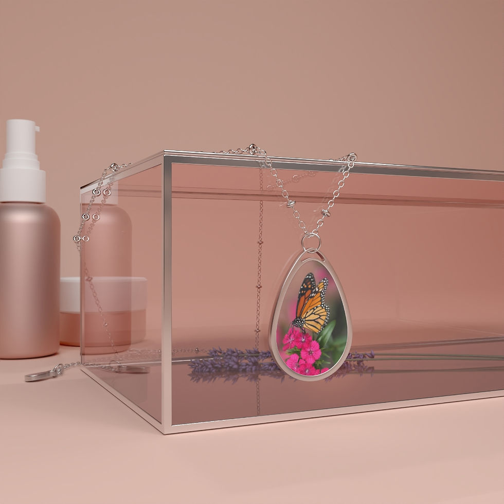 Thumbnail: Monarch Oval Necklace (Pink Flowers)
