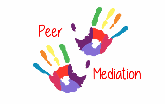 Colorful Handprints With Words, Peer Mediation