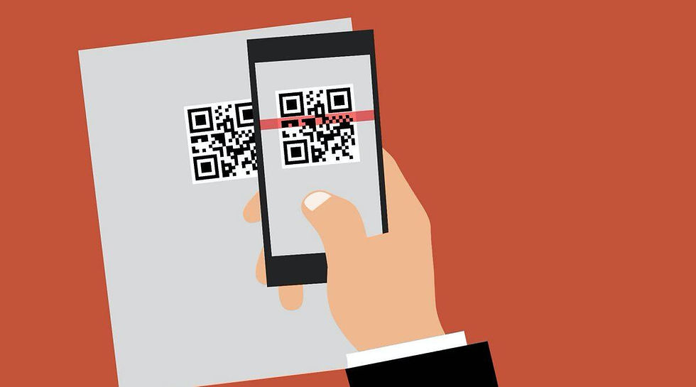 Hand Holds Phone Scanning QR Code From Document