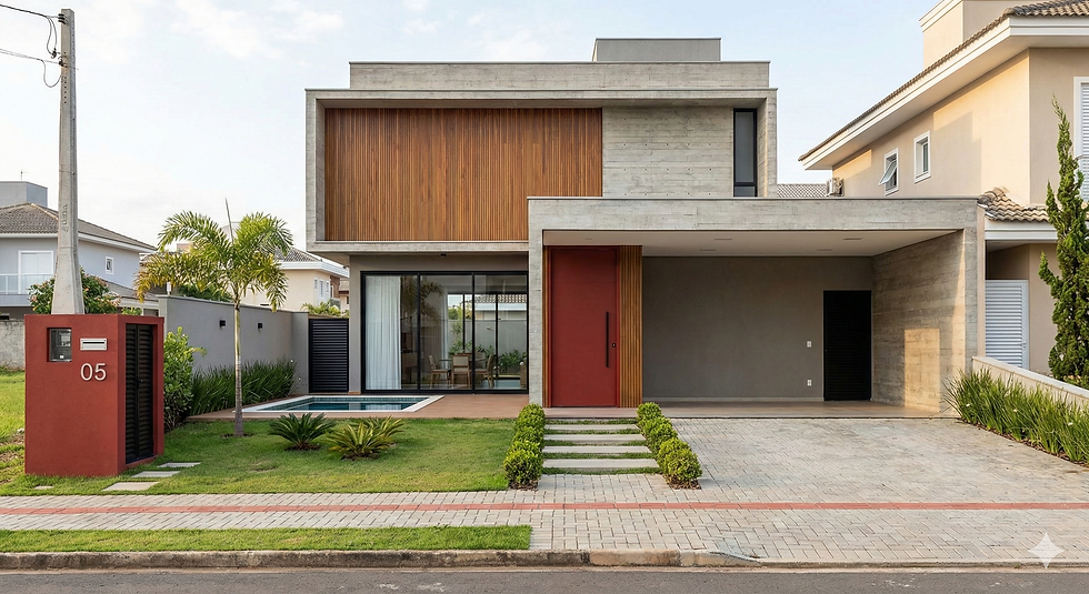 Casa residencial de médio padrão representando locação de imóveis e análise tributária com IBS, CBS e holding imobiliária