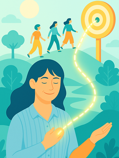 Mindset coach guiding women on a personal growth journey toward clarity, purpose, and achieving goals