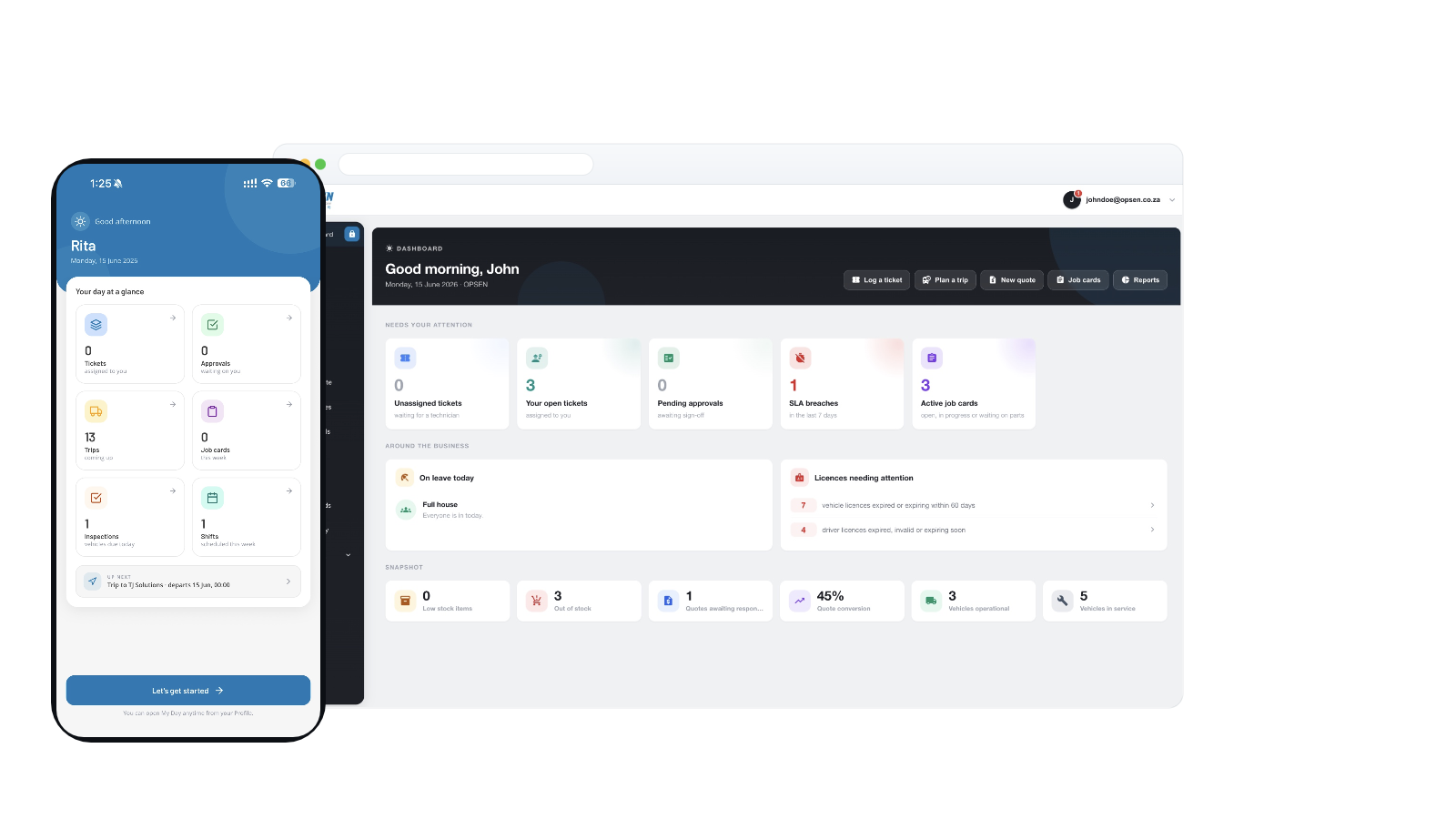 OPSEN operations management platform dashboard