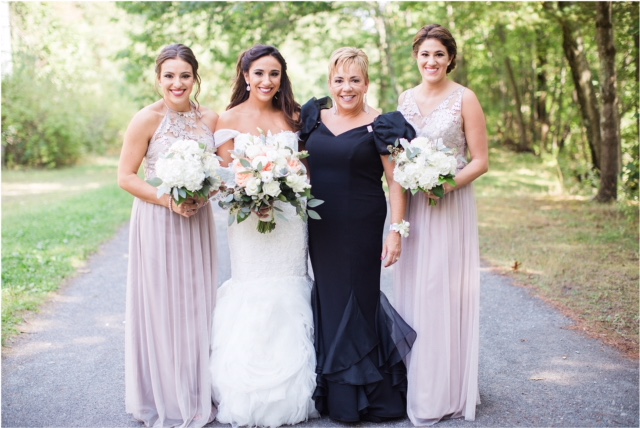 Alicia, her mom, and her bridesmaids